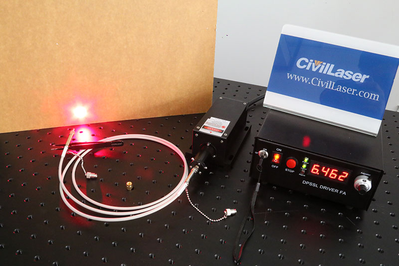 671nm 100mW Red DPSS Laser Fiber coupled laser with power supply - Click Image to Close